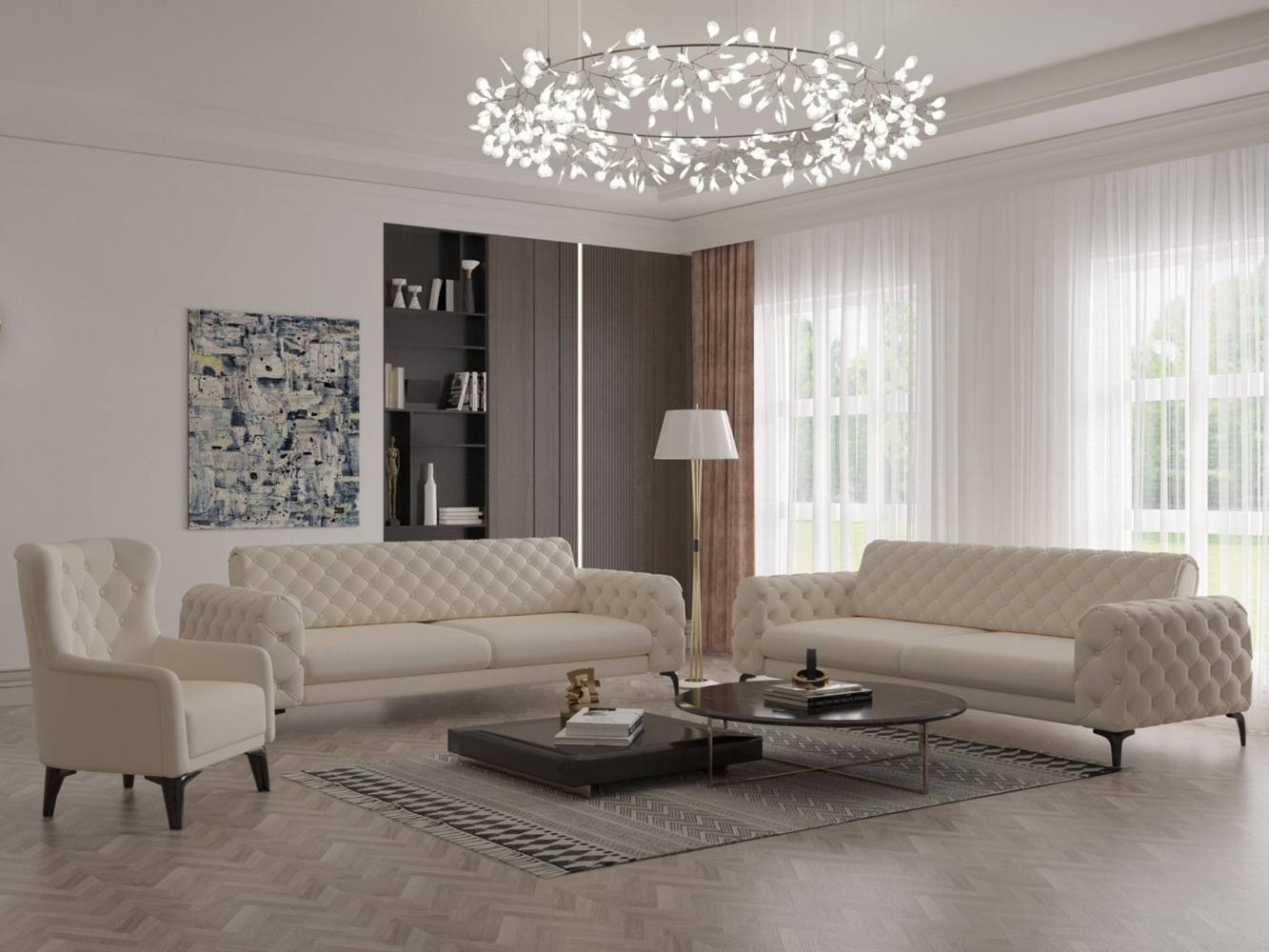 Möbeldreams Chesterfield-Sofa Sofa-Set Arizona Chesterfield Schlaffunktion 3-2-1.3-3-1.3-1.2-1, Schlaffunktion Bild 1