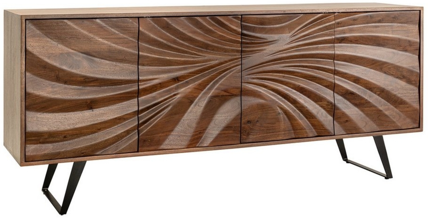 riess-ambiente Sideboard HURRICANE 175cm braun / schwarz (Einzelartikel, 1 St), Akazie-Massivholz · Metall · Kommode · 3D Design · Wohnzimmer Bild 1