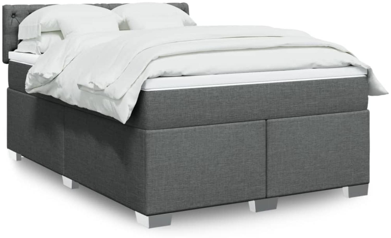 vidaXL Boxspringbett mit Matratze Dunkelgrau 140x190 cm Stoff 3285891 Bild 1