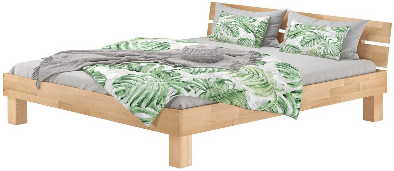 ERST-HOLZ Bett Doppelbett Kingsize-Bett Buche massiv geölt 200x200, Buchenholzgeölt Bild 1