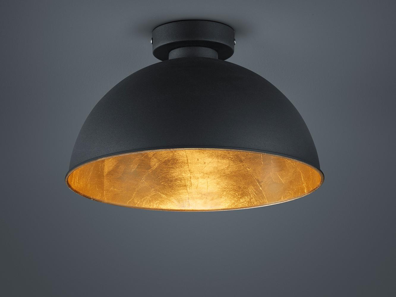 Reality Leuchten LED Deckenleuchte, LED wechselbar, Warmweiß, Designklassiker Einflammig Industrial Schwarz Gold Rund Ø 31cm Bild 1