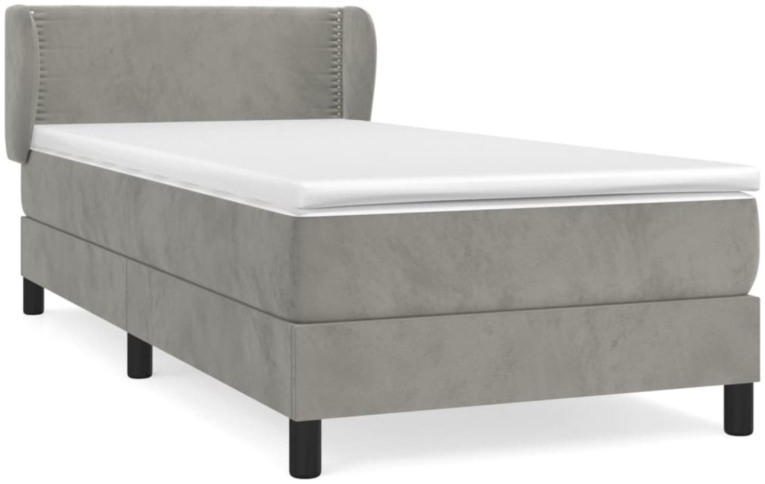 vidaXL Boxspringbett mit Matratze Hellgrau 90x190 cm Samt 3127403 Bild 1