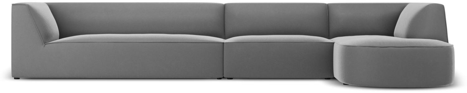 Micadoni 6-Sitzer Samtstoff Modular Ecke rechts Sofa Ruby | Bezug Grey | Beinfarbe Black Plastic Bild 1