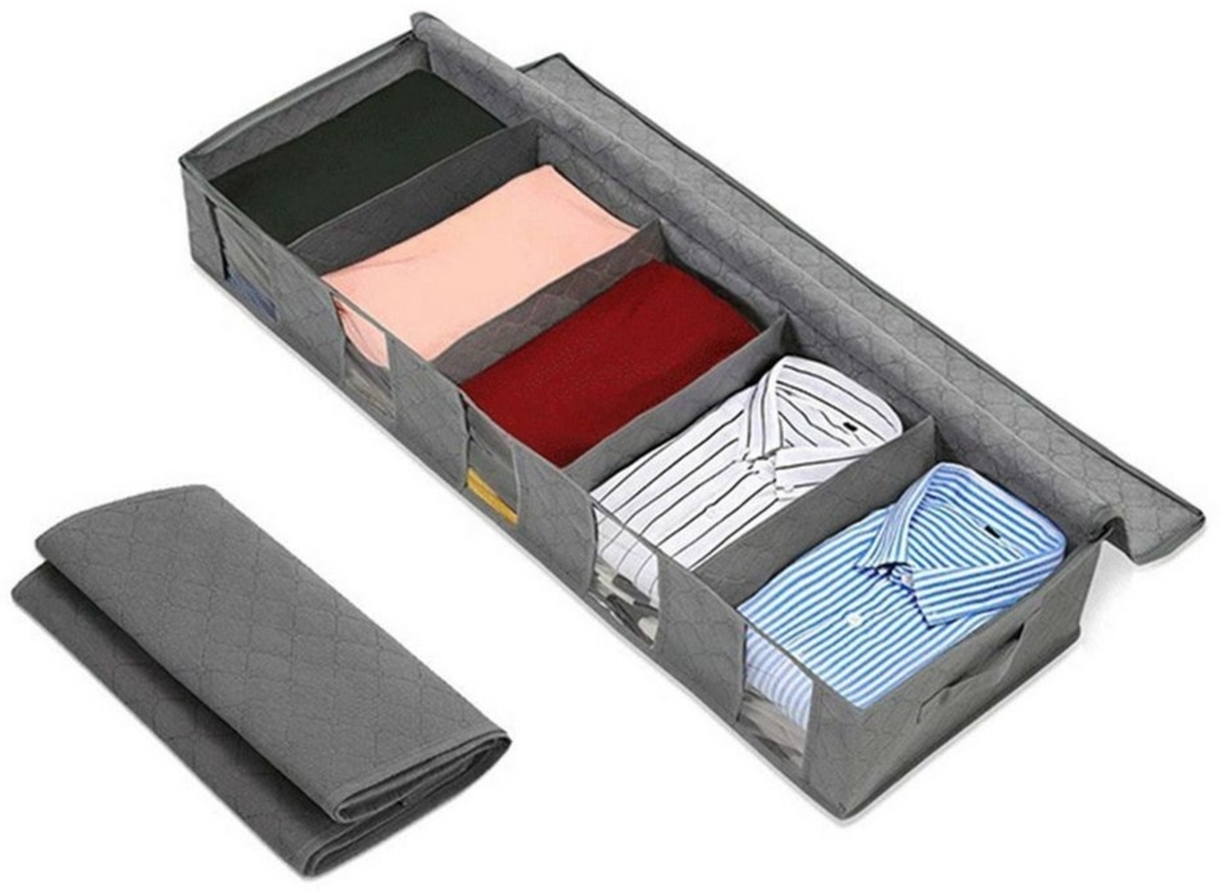JOYOLEDER Unterbettkommode Unterbett Aufbewahrungsbox mit deckel (Faltbare Kleidung Aufbewahrungstasche, 2 St), für Kleidung Unterbett Kleiderschrank Bild 1