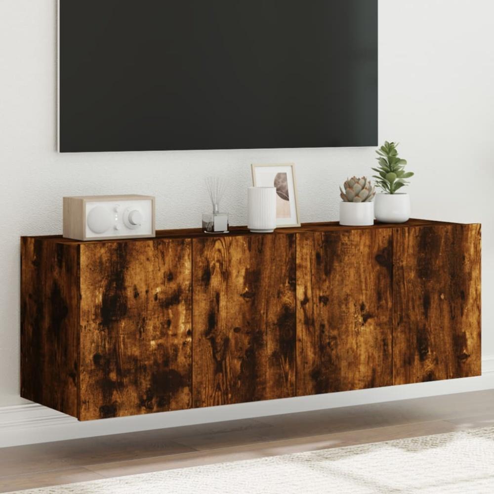 vidaXL TV-Wandschränke mit LED-Leuchten 2 Stk. Räuchereiche 60x35x41cm 837311 Bild 1