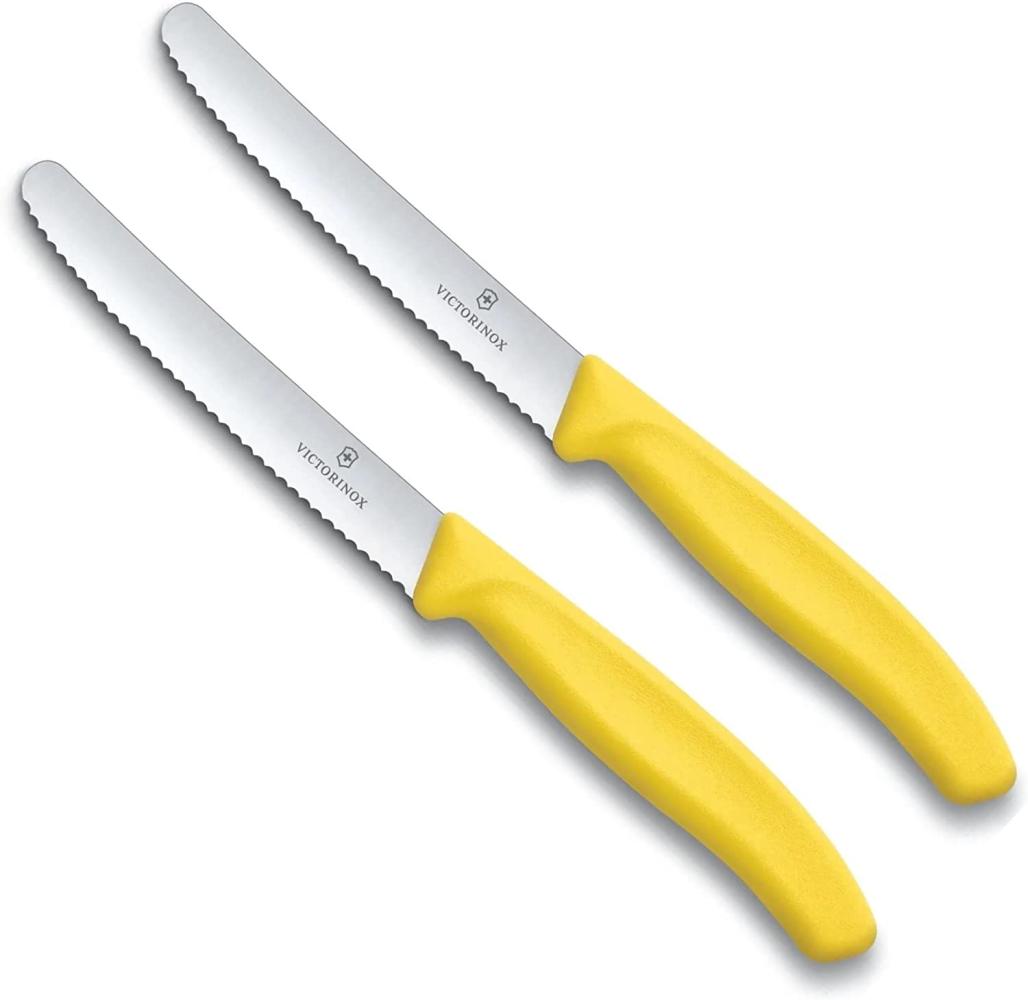 Victorinox 2-tlg Tafelmesser Set Swiss Classic Gelb mit Wellenschliff - Ergonomischer Griff, Spülmaschinengeeignet Bild 1