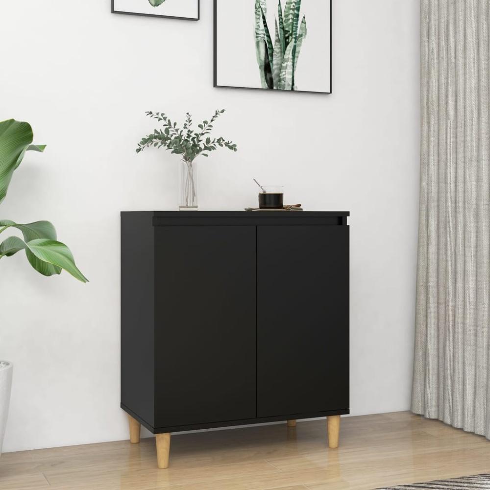 vidaXL Sideboard mit Massivholz-Beinen Schwarz 60x35x70 cm 806068 Bild 1