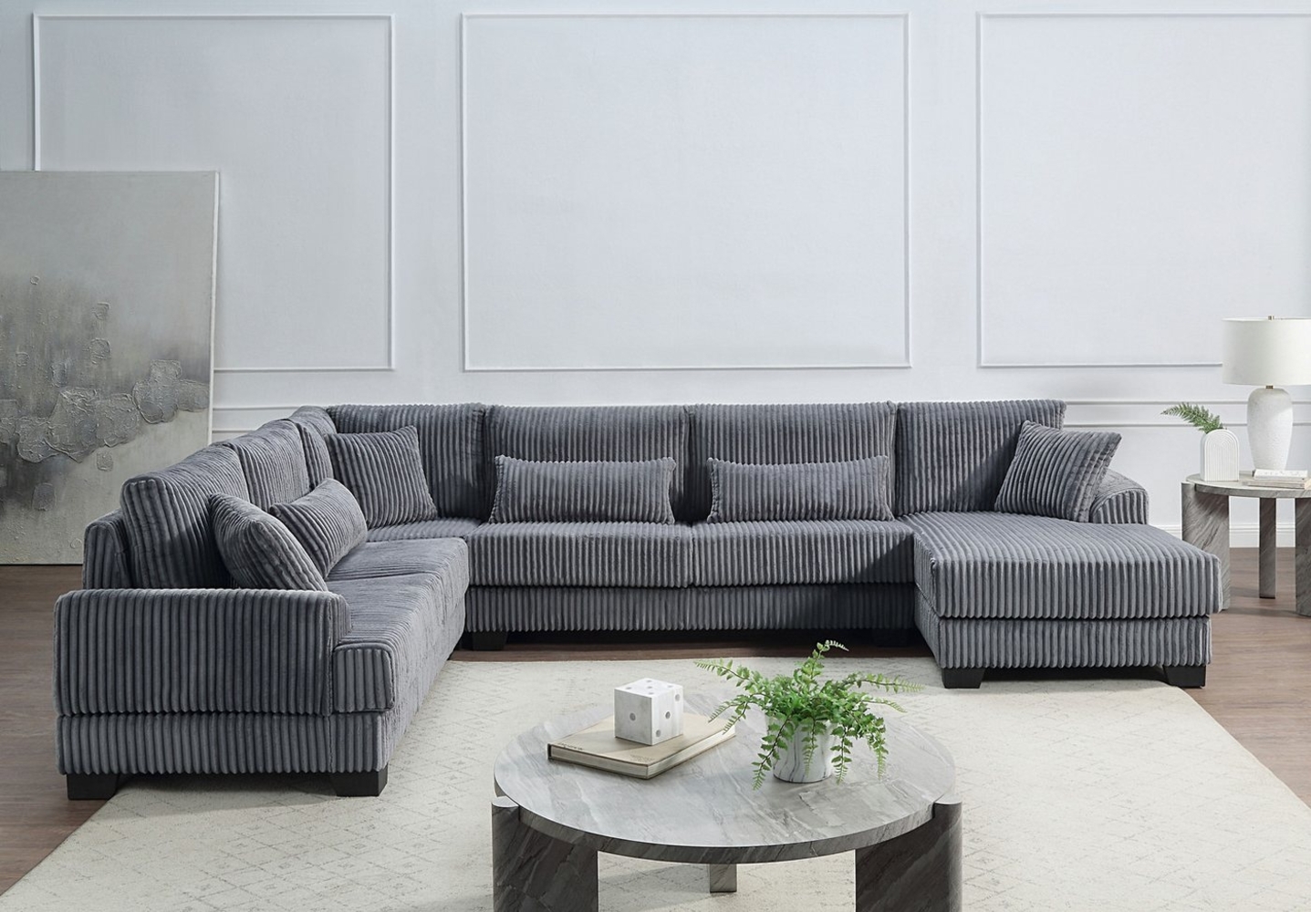 ATLANTIC home collection Wohnlandschaft, weicher XXL-Cordbezug, inklusive 6 Zierkissen Bild 1