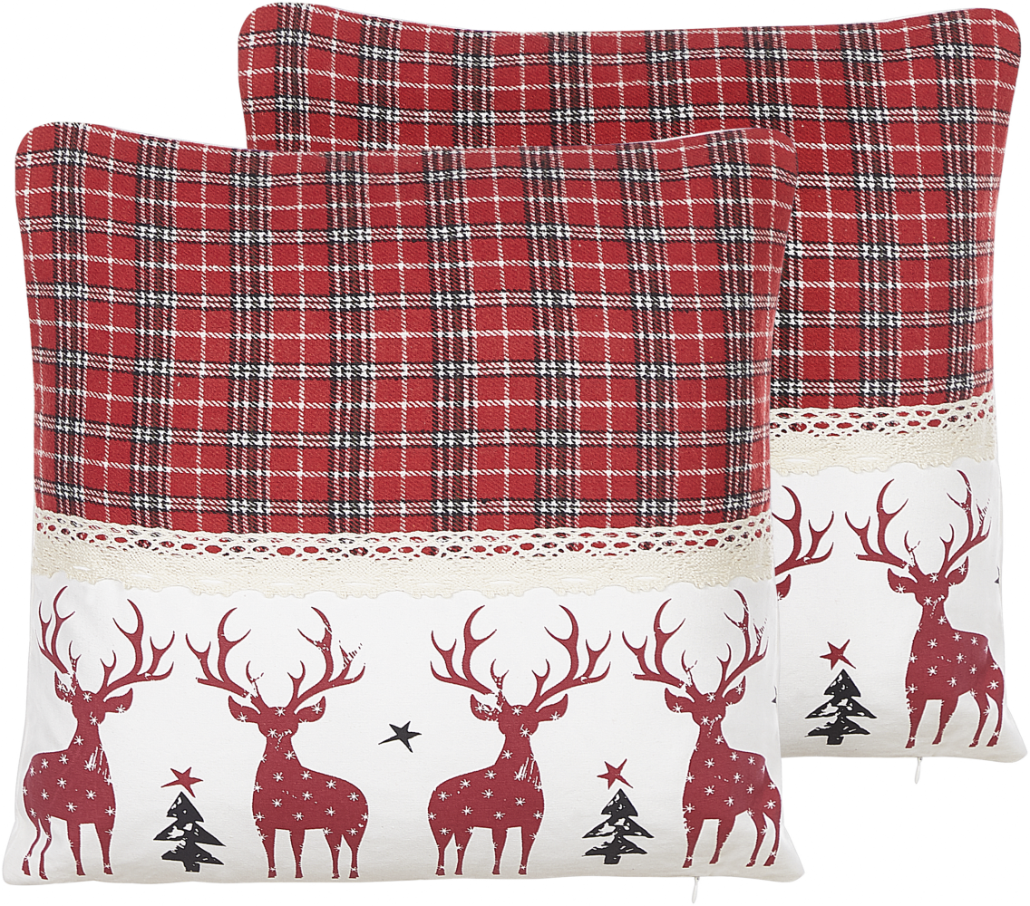 Kissen 2er Set ROBBIE 45 x 45 cm Tiermuster Rot Bild 1