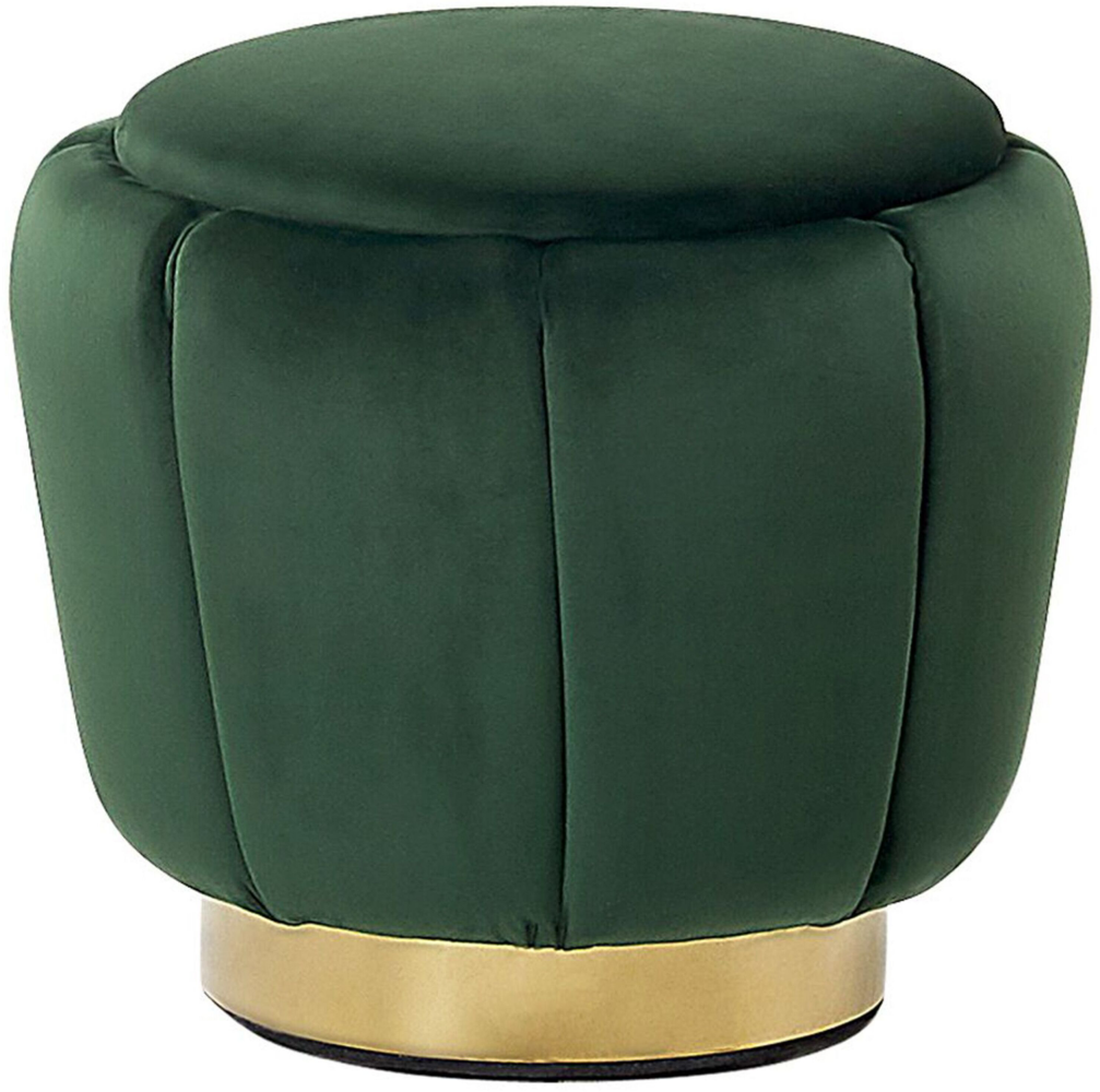 Pouf dunkelgrün Samtstoff ⌀ 43 cm IRVING Bild 1