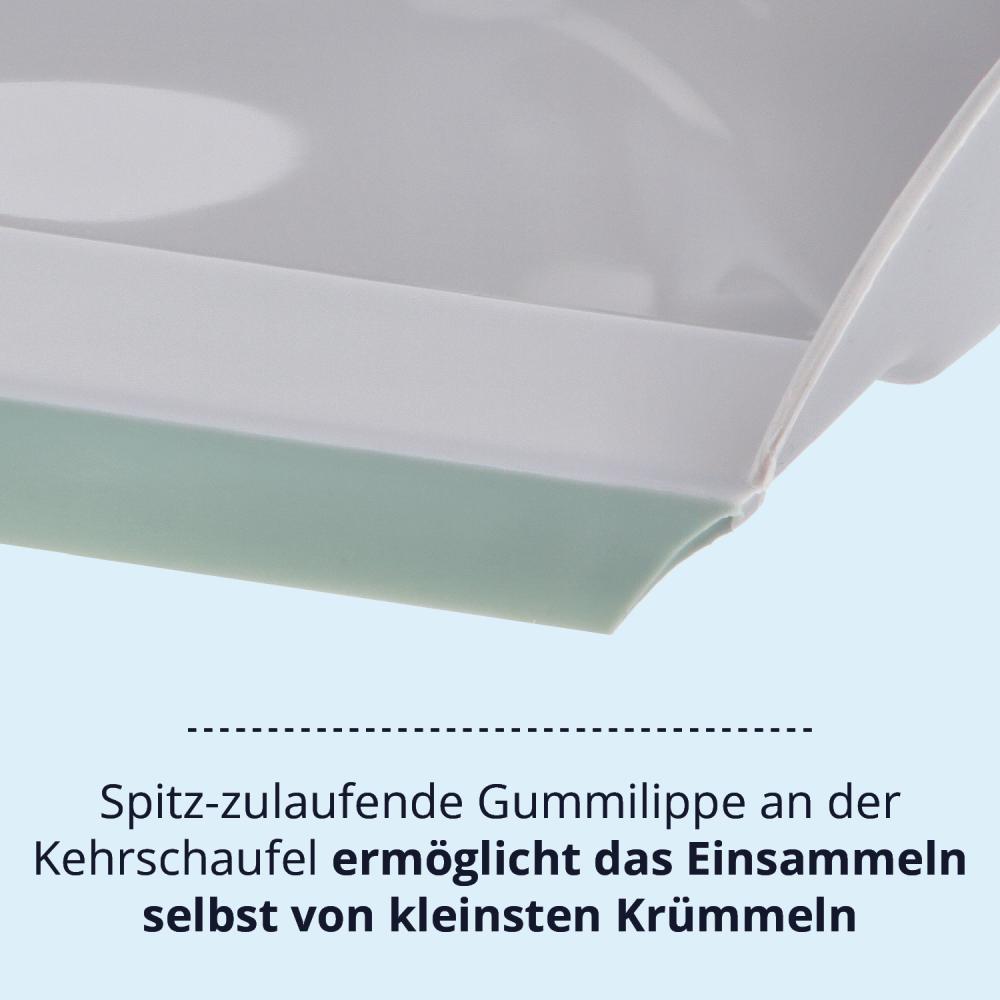 KHG Kehrgarnitur Grau-Grün, Kehrschaufel mit spitz-zulaufende Gummilippe, Handfeger mit dichten Borsten, ergonomischer & rutschfester Griff, Druckstelle zum Einsetzen, handliche Größe Bild 1