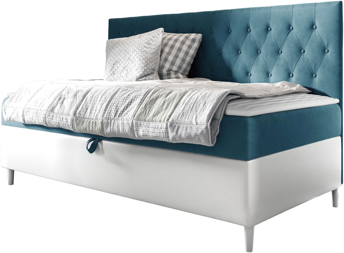 Boxspringbett 'Lenda Junior 2' blau 100 x 200 cm Bild 1