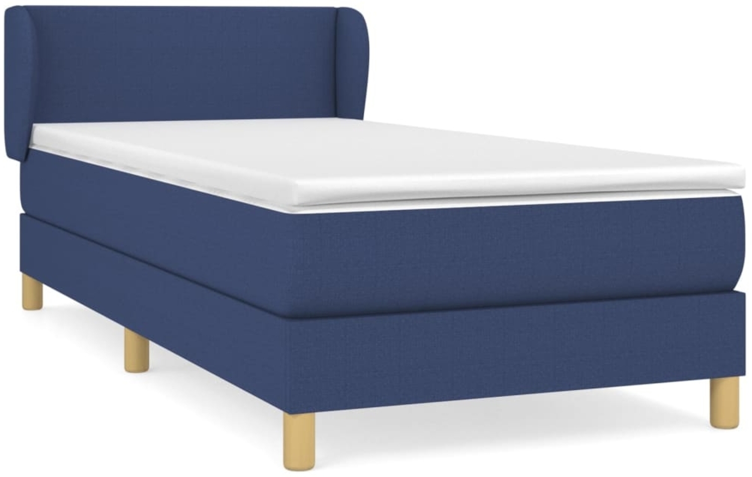 vidaXL Boxspringbett mit Matratze Blau 90x190 cm Stoff 3126611 Bild 1