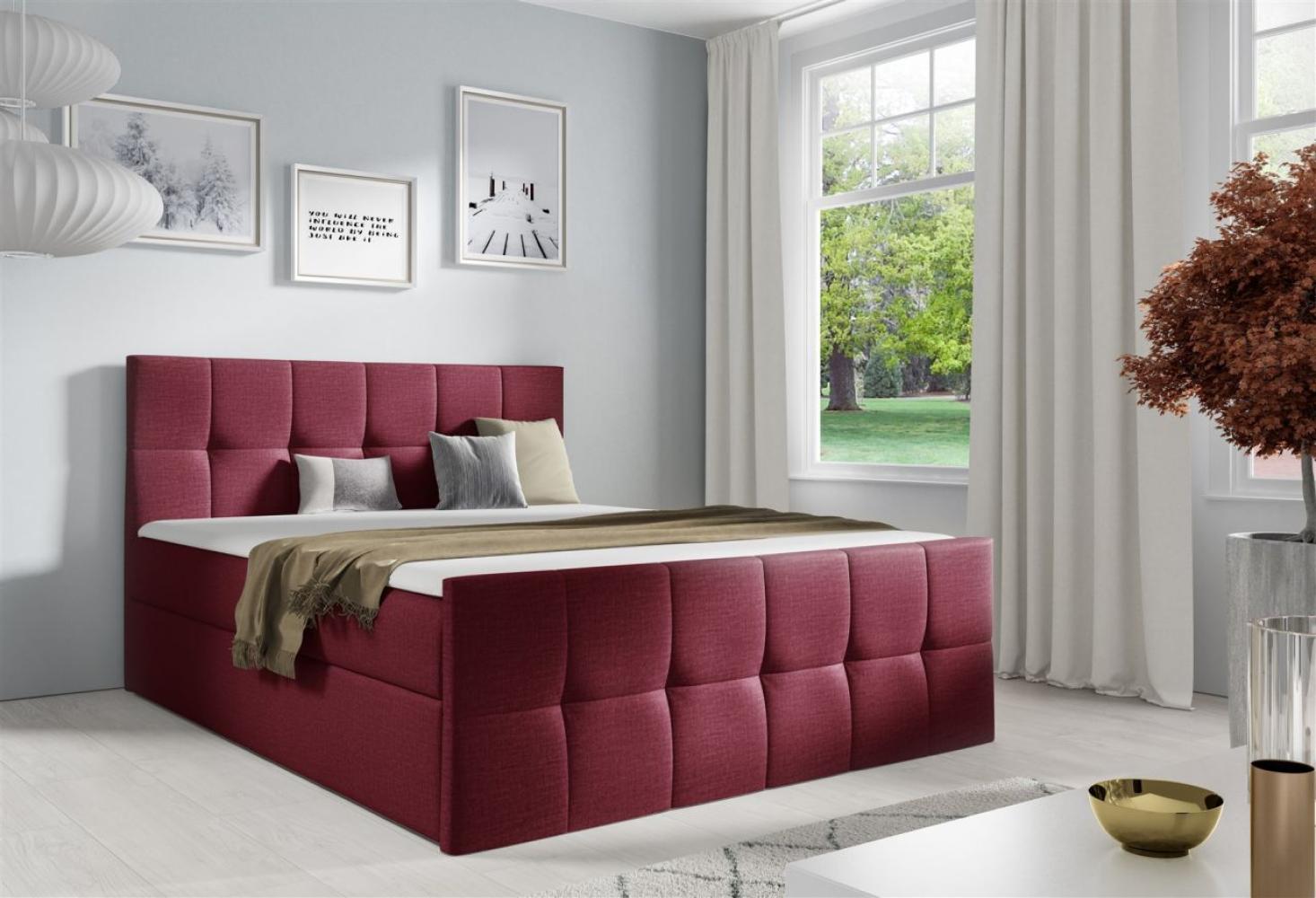 Boxspringbett Schlafzimmerbett CARMEN LUX 120x200cm Stoff Fancy Rot Bild 1