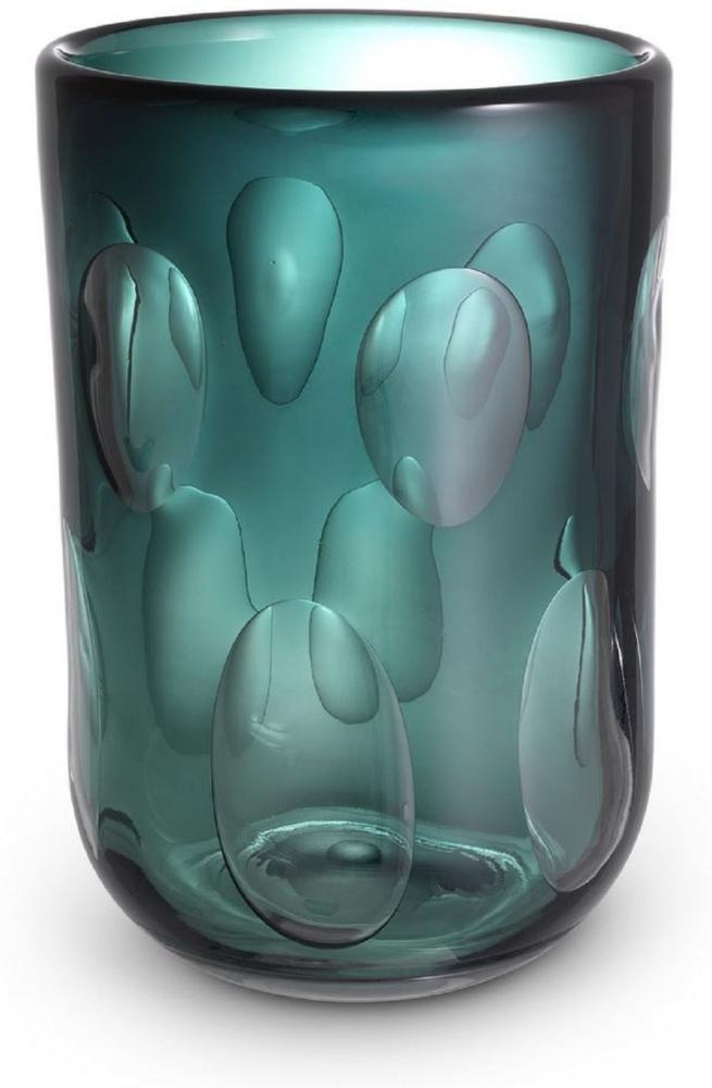 Casa Padrino Luxus Deko Glas Vase Grün Ø 23,5 x H. 33 cm - Elegante mundgeblasene Blumenvase - Wohnzimmer Deko Accessoires Bild 1