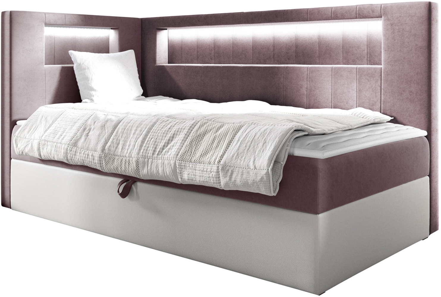 Boxspringbett 'Gladino Junior 3' rosa 100 x 200 cm Links Bild 1