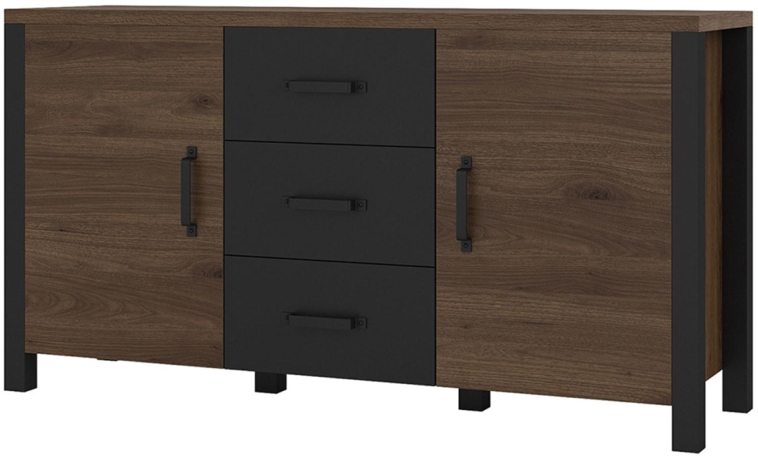 Sideboard Olin Kommode 147cm okapinussbaumfarben / schwarz supermatt Bild 1