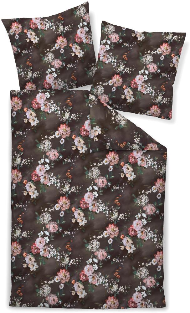 Janine Carmen Mako Jersey Bettwäsche 155x220 Rosen Blumen siena kakao 55057-04 Bild 1