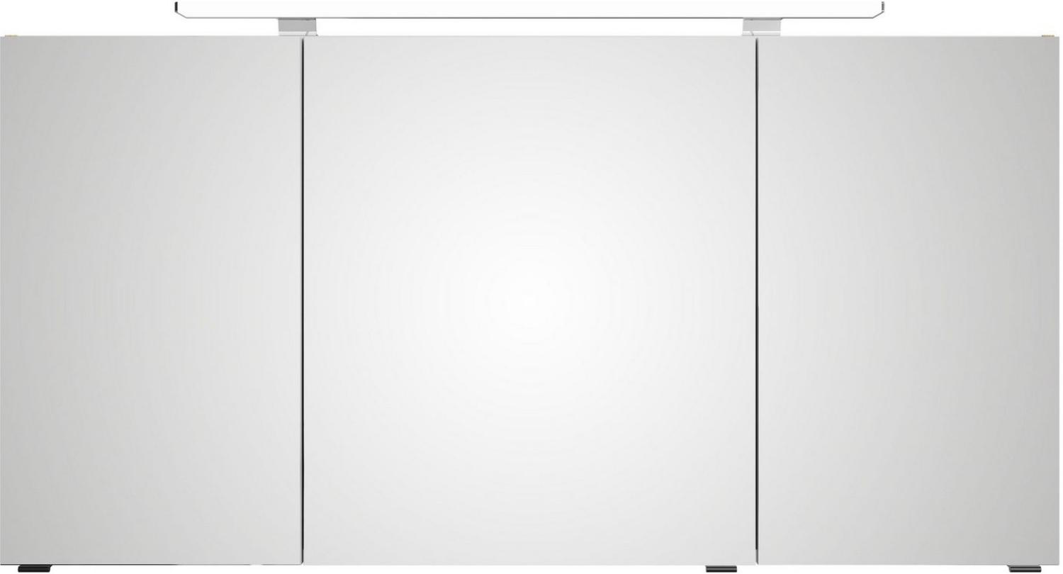 Saphir Badezimmerspiegelschrank Serie 4010 Badezimmer-Spiegelschrank inkl. LED-Aufsatzleuchte Badschrank 140 cm breit, 3 Türen, 6 Glas-Einlegeböden, inkl Türdämpfer Bild 1