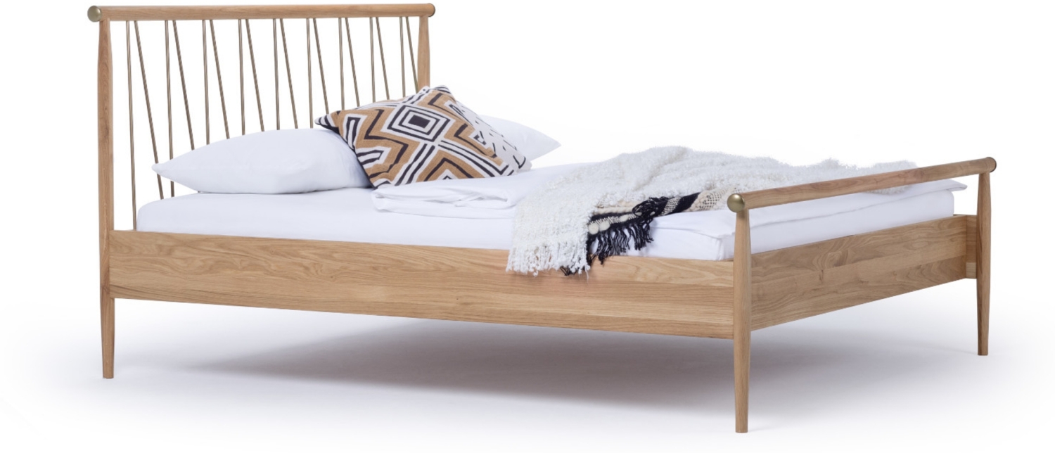 Dico Massivholz Bettrahmen Kernbuche geölt / Metall gold glänzend Lara 490.00 Größe: 120x200 cm Bild 1