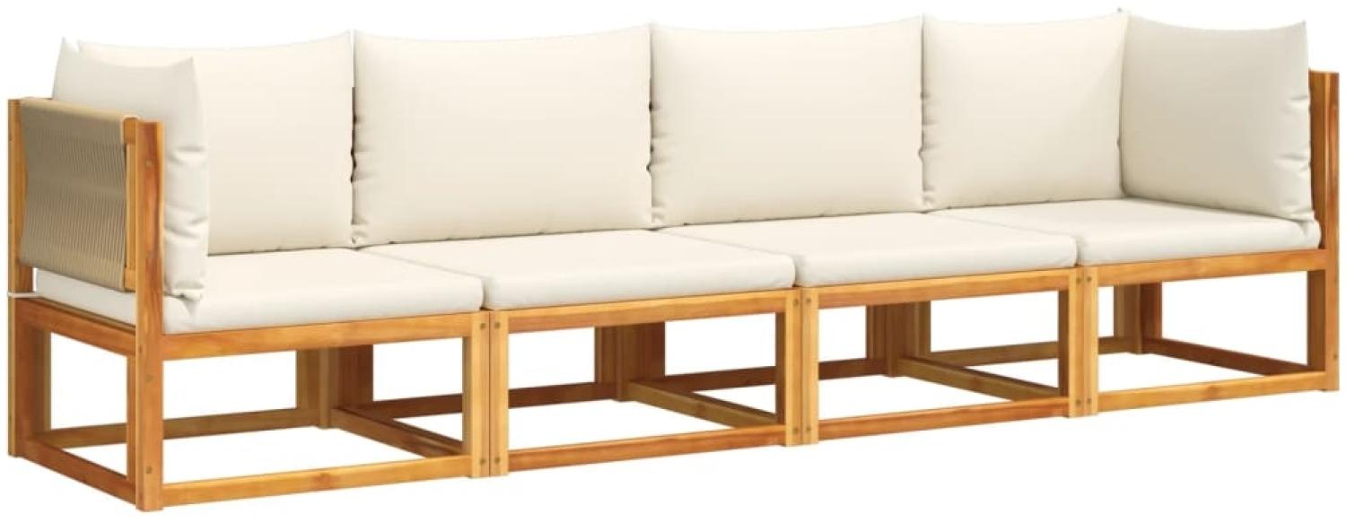 vidaXL 4-tlg. Gartensofa-Set mit Kissen Holz Akazie & Seil 3278855 Bild 1