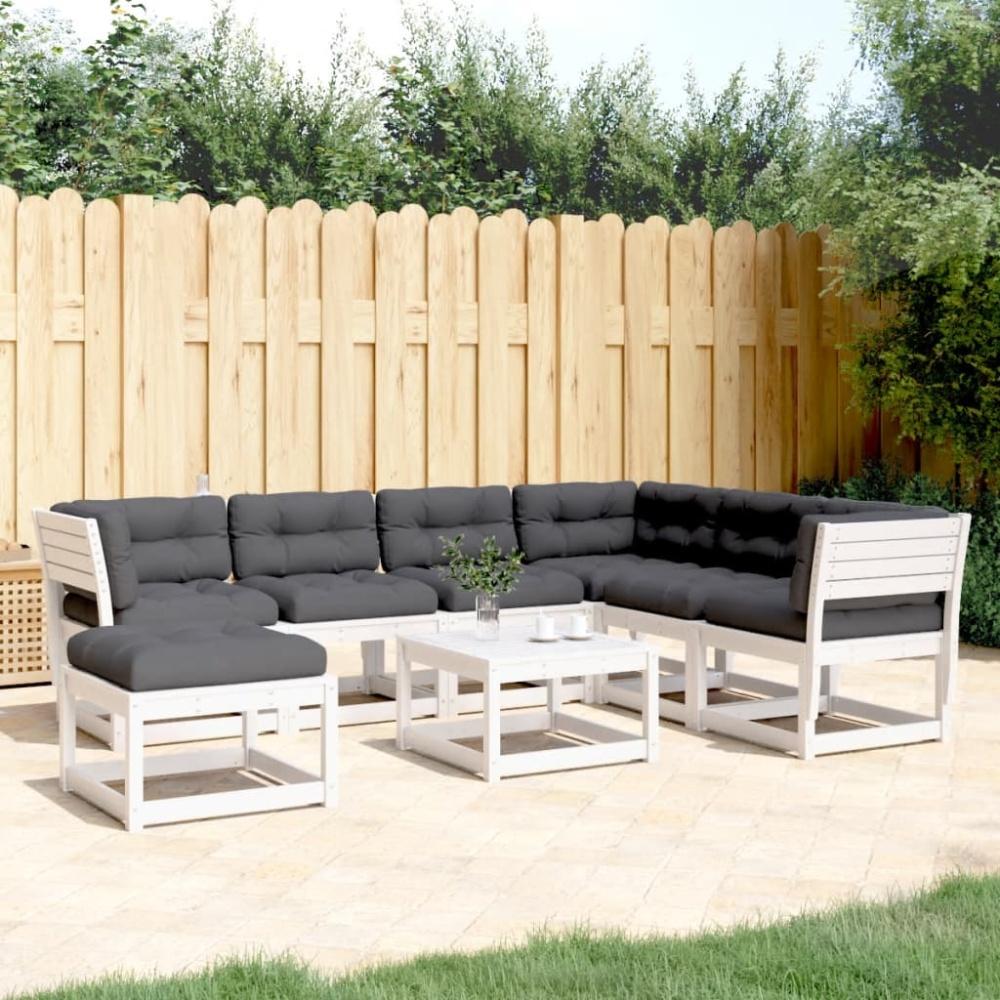 vidaXL 7-tlg. Garten-Lounge-Set mit Kissen Weiß Massivholz Kiefer 3216936 Bild 1