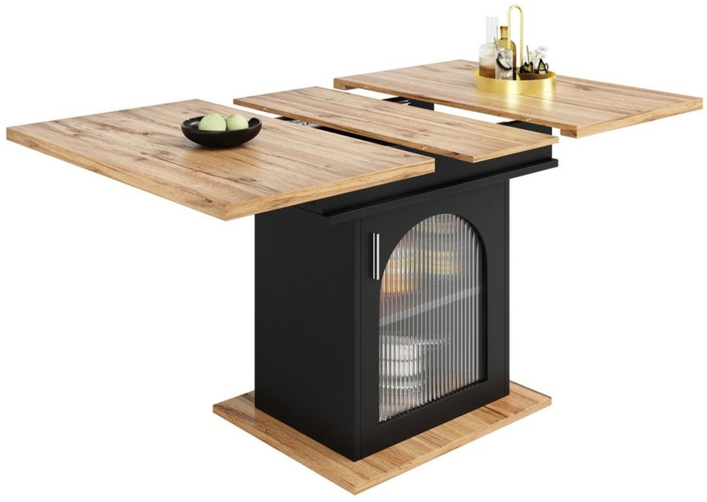 MODFU Esstisch für 6-8 Personen (Schreibtisch Küchentisch, 1-St, 1 Tür, 3 Ablageebenen), mit verstellbaren Regalbödden Bild 1