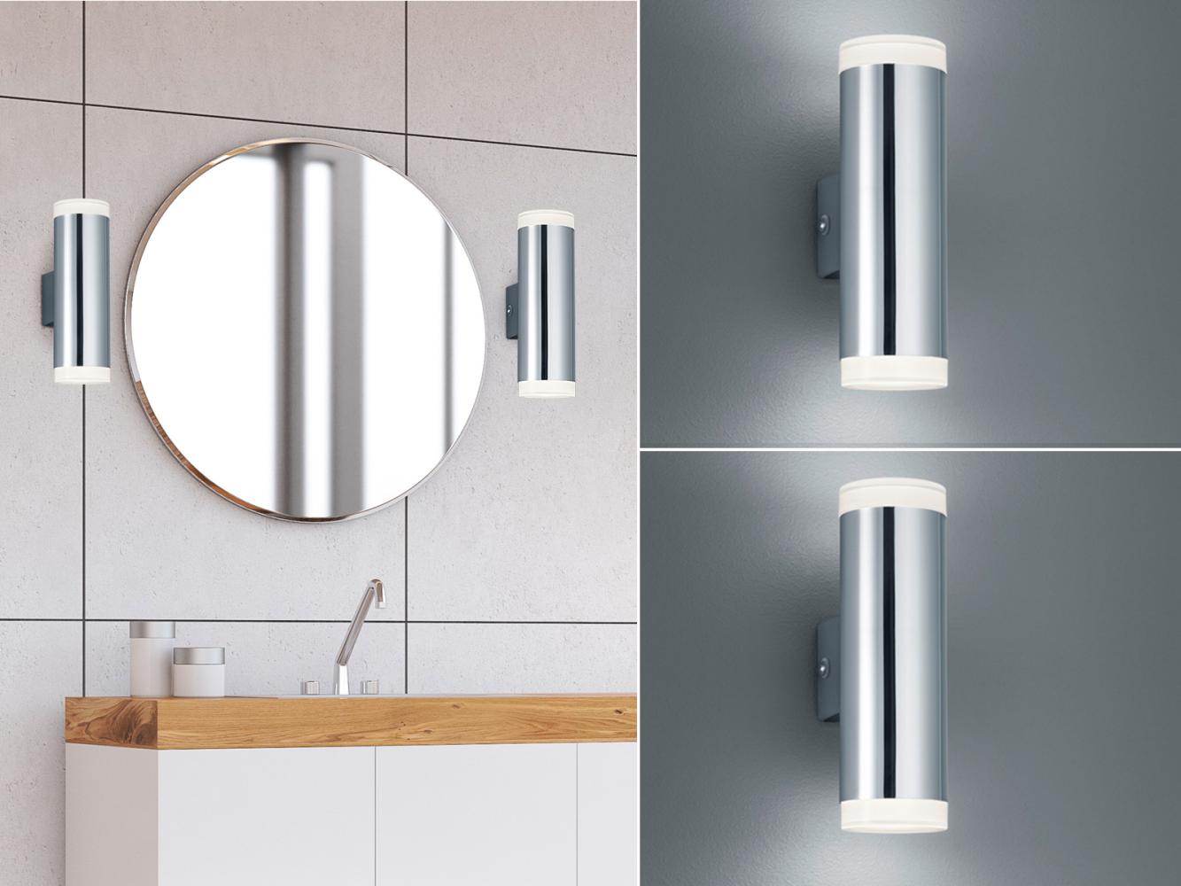 TRIO Leuchten Spiegelleuchte, LED fest integriert, Warmweiß, 2er Set Updown Badezimmerlampen Wand Gäste WC Bad-lampen, Höhe 17cm Bild 1