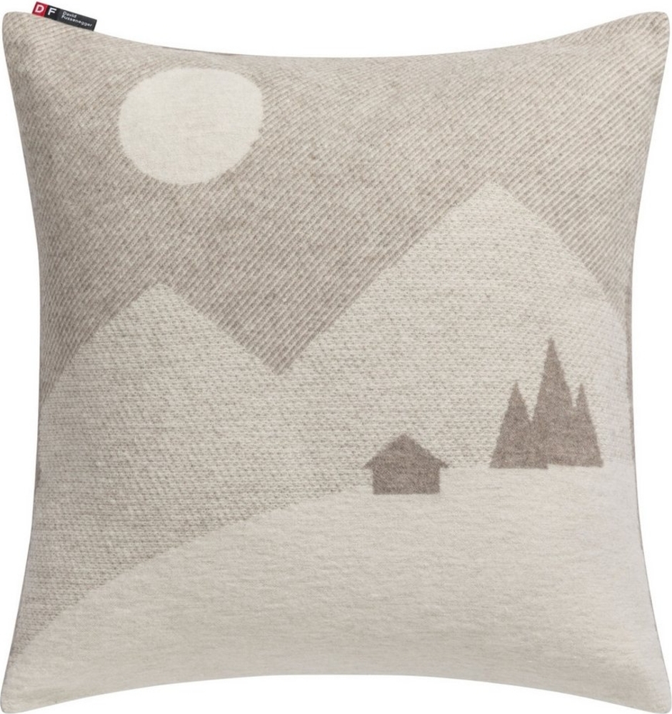 DAVID FUSSENEGGER Kissenhülle Silvretta 'Berglandschaft' 50 x 50 cm Rauch- Beige Bild 1