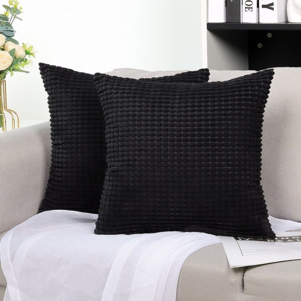 TAN. TOMI Kissenbezüge Kord Uni 2er Set Kissenbezug flauschig körnig Farbverlauf, Für Zierkissen Dekokissen Sofakissen Couchkissen vielen Farben Bild 1