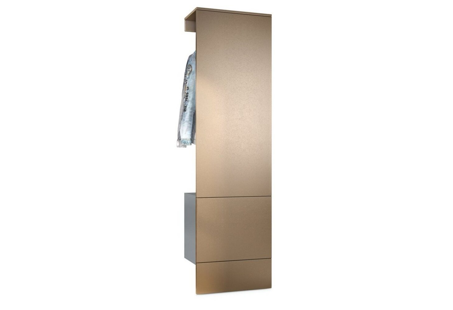 Garderobe Carlton Set 5, Wandgarderobe aus Flur-Paneel mit Kleiderstange & Wandschrank, Anthrazit matt/Bronze Optik (52 x 193 x 35 cm) Bild 1