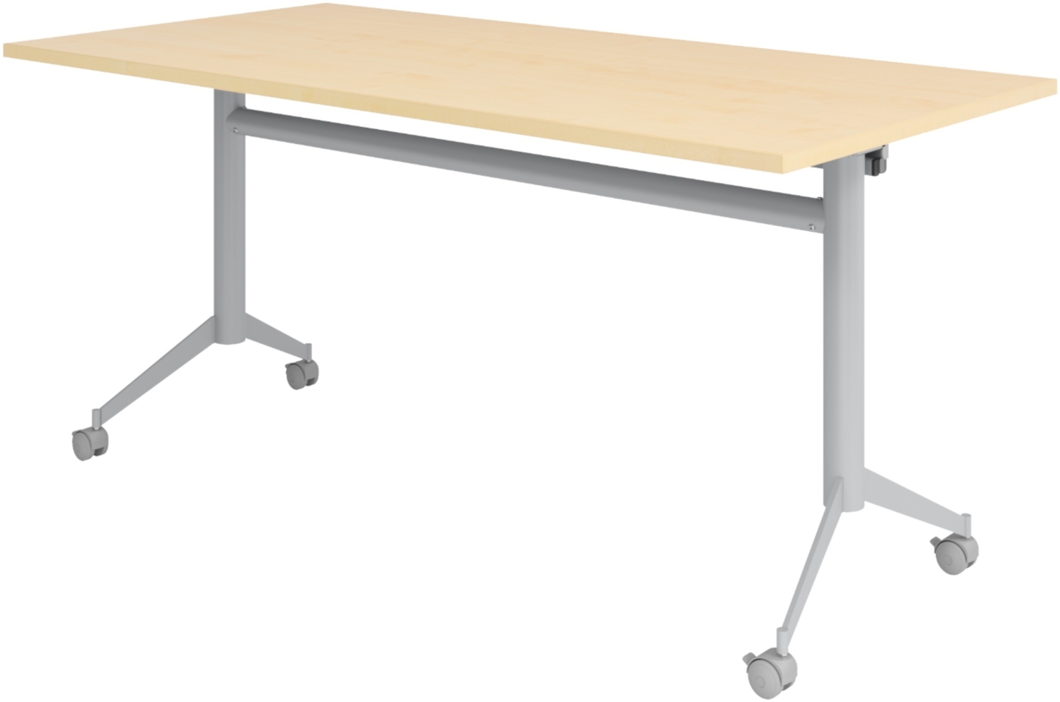 bümö Klapptisch Ahorn 160 x 80 cm klappbar & fahrbar, klappbarer Schreibtisch auf Rollen, Klappschreibtisch, Tisch klappbar, Klappbarer Tisch, Klapptisch Holz-Platte, Gestell stabil aus Metall, KF16-3 Bild 1