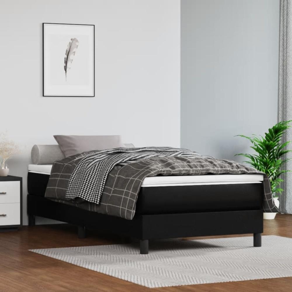 vidaXL Boxspringbett mit Matratze Schwarz 80x200 cm Kunstleder, Härtegrad: H2 [3144225] Bild 1