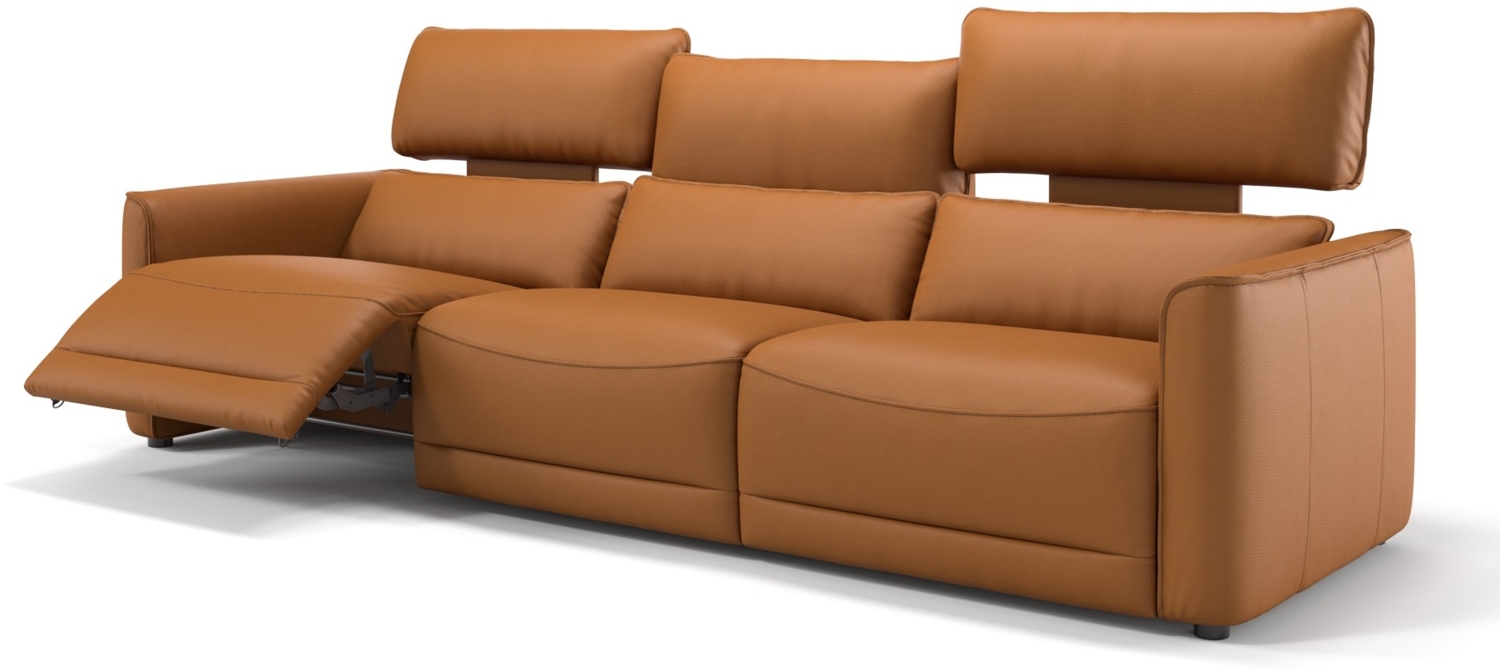 Sofanella Dreisitzer GALA Leder XXL Couch in Cognac S: 222 Breite x 101 Tiefe Bild 1