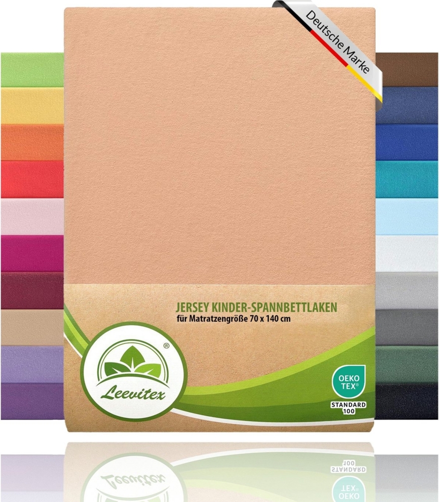 leevitex® Spannbettlaken Spannbettlaken Kinder Spannbettlaken Premium 170 g/m², Gummizug: Rundumgummizug, (1 Stück), schwer & blickdicht, 100% Baumwolle, 70 x 140 cm Bild 1