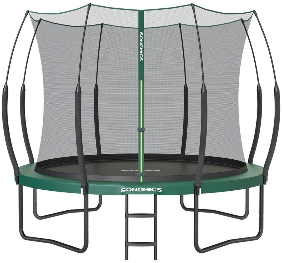 Songmics Federloses Trampolin, elastische Seile, Sicherheitsnetz mit Reißverschluss, Glasfaserstangen, dschungelgrün, Ø 366 cm Bild 1