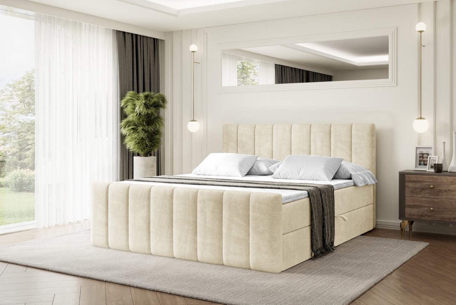 ALTDECOR Boxbett OTTA-Z (Multipocket-Matratze H4, H3 Matratze Bonellfederung, Topper, Kopfteil), Doppelbett mit Fußteil Bild 1