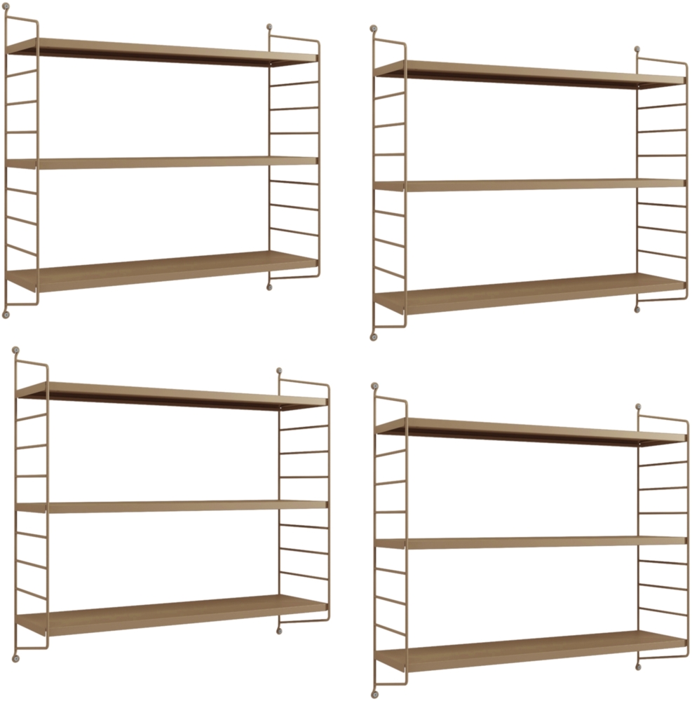 Modulares Wandregal Strängnäs 4er Set Hellbraun [en. casa] Bild 1