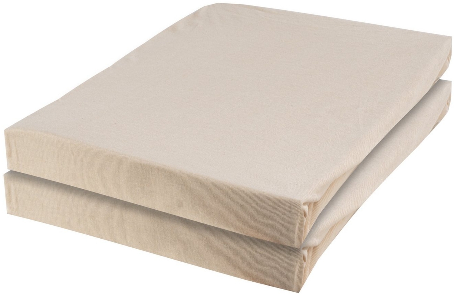 Home4You Bettlaken, 2er Set, Beige, uni, 100x200 cm, Baumwolle, Gummizug: rundum, mit Rundumgummizug Bild 1