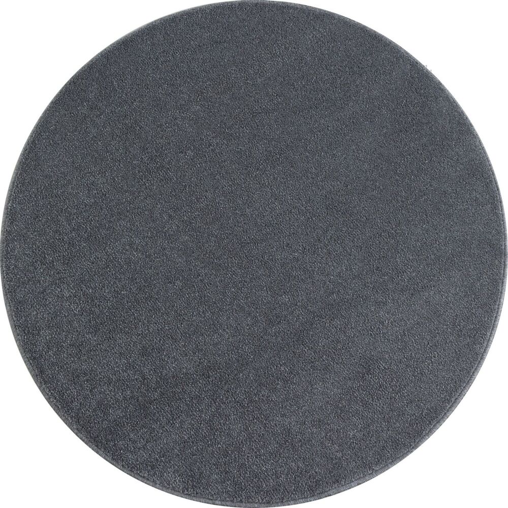 Kurzflor Teppich Alberto rund - 120 cm Durchmesser - Hellgrau Bild 1