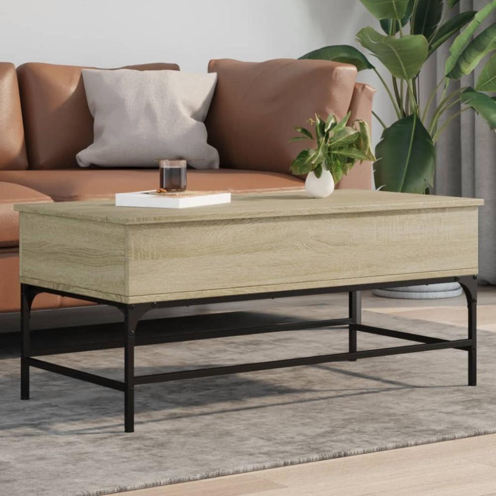 vidaXL Couchtisch Sonoma-Eiche 100x50x45 cm Holzwerkstoff und Metall 845397 Bild 1