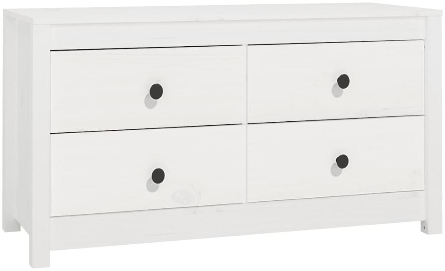 vidaXL Beistellschrank Weiß 100x40x54 cm Massivholz Kiefer 821775 Bild 1