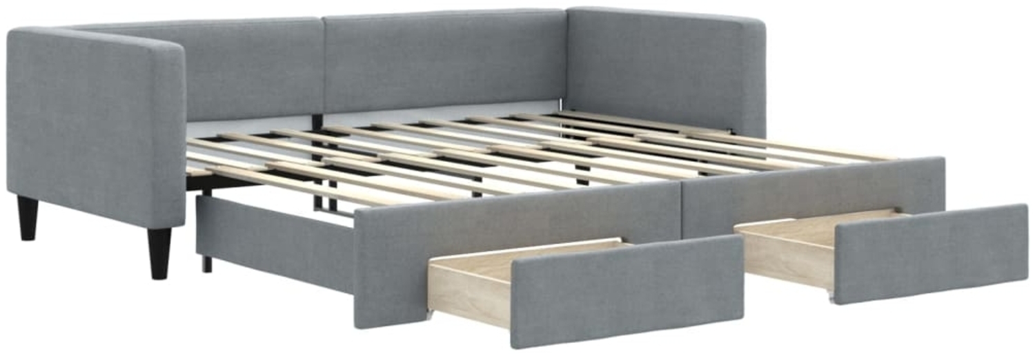 vidaXL Tagesbett Ausziehbar mit Schubladen Hellgrau 90x190 cm Stoff 3196624 Bild 1