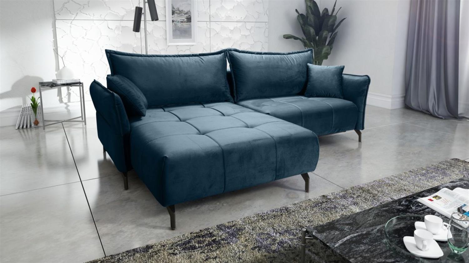 Ecksofa Schlafsofa Sofa VICTORIA Stoff Element Dunkelblau Ottomane Links Bild 1