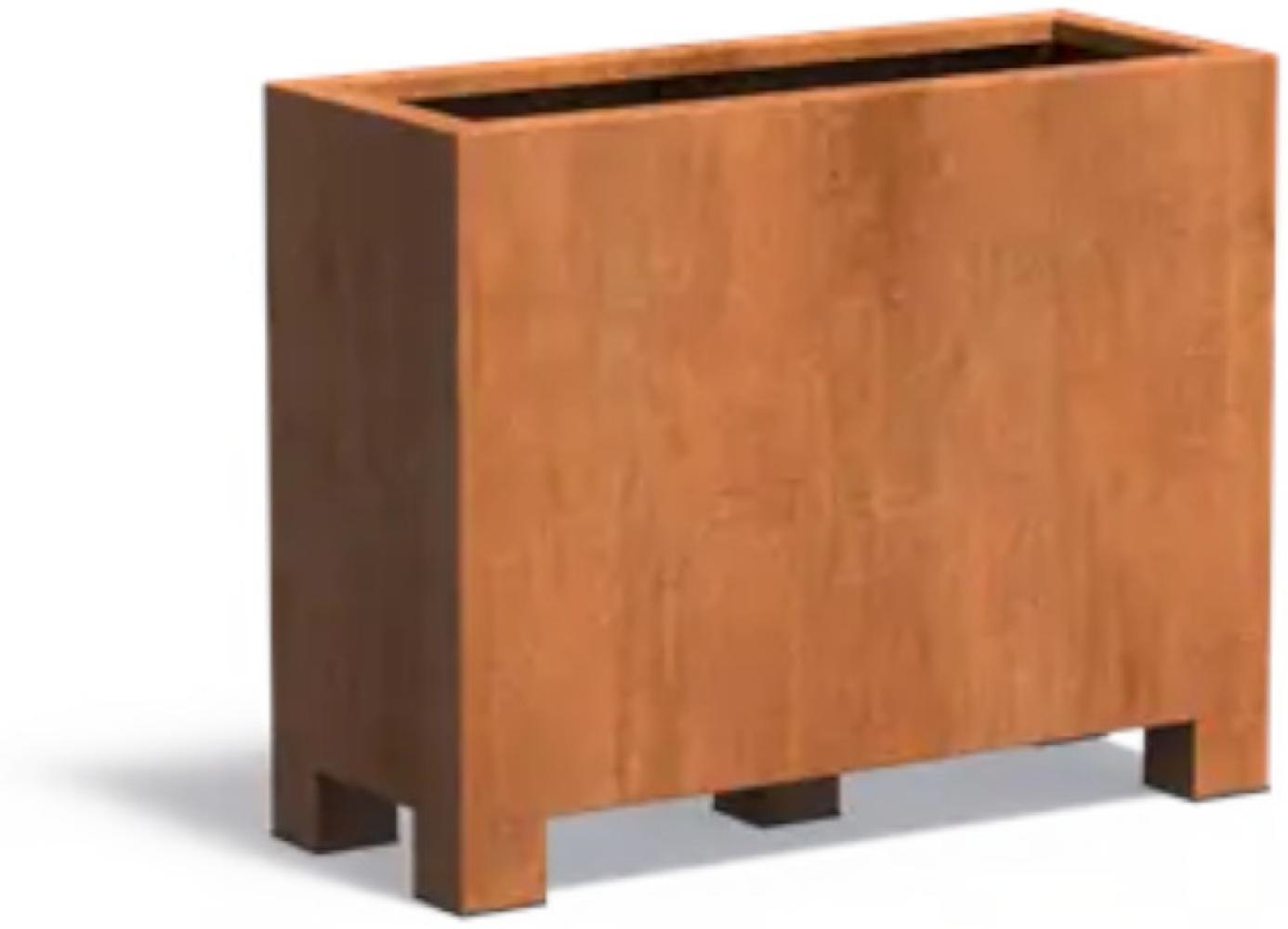 Adezz Pflanzgefäß Carrez mit Füßen aus Corten-Stahl Pflanzkübel Größe 100x40x80 cm Bild 1