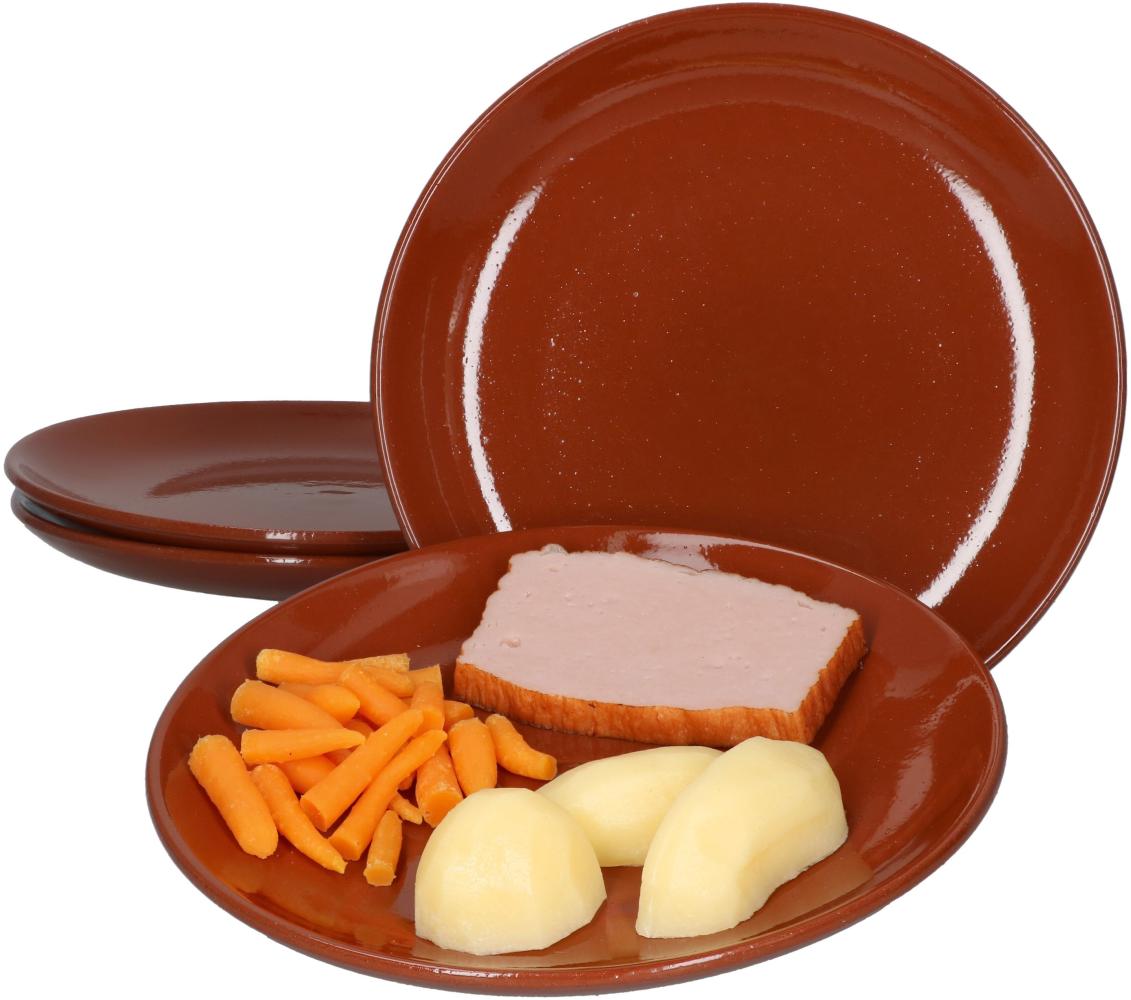 4er Set Ton-Kuchenteller Ø 23 cm Mediterran 4 Personen Mittelalter Dessert-Salat Bild 1