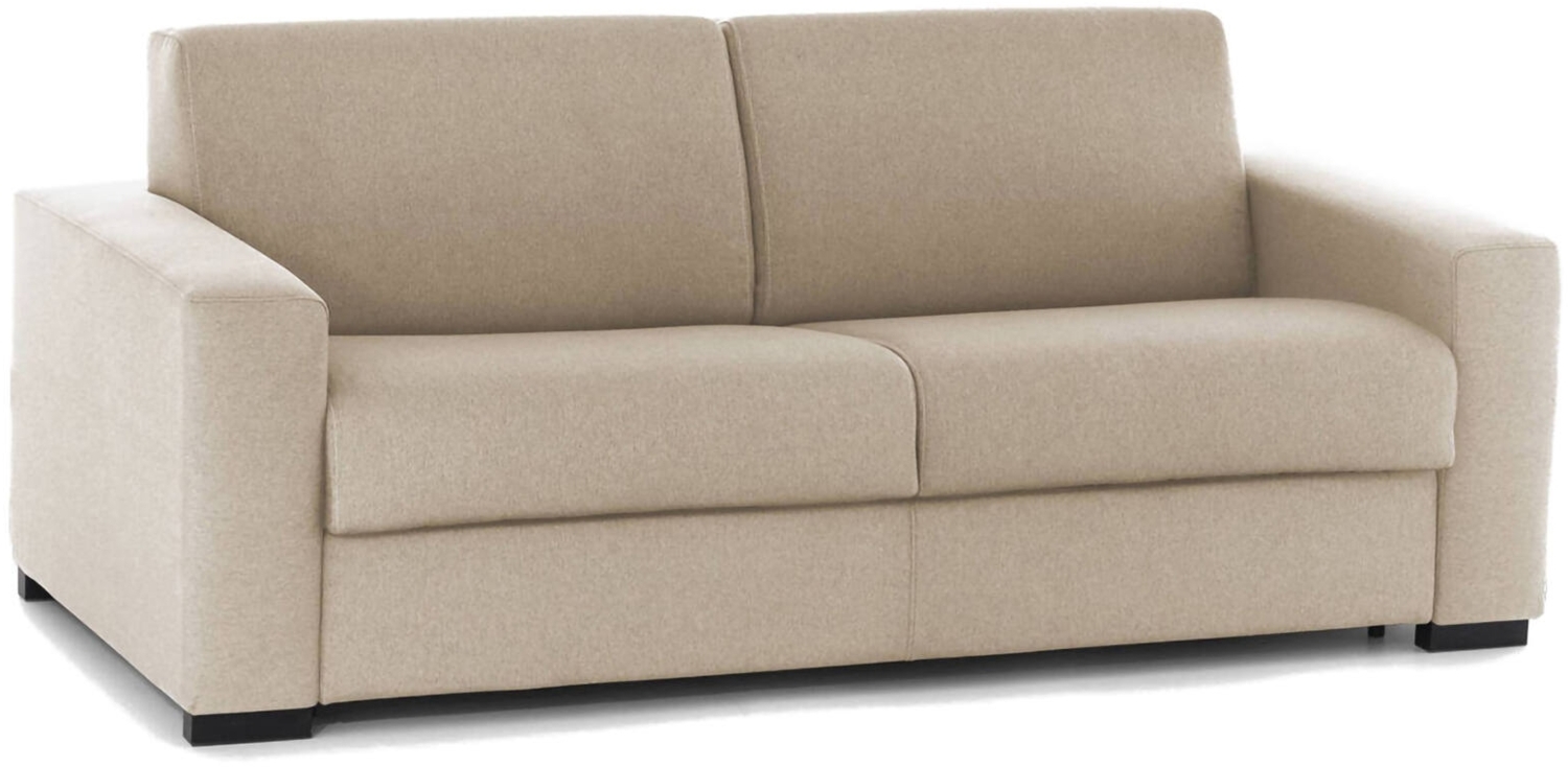 Dmora 3-Sitzer Schlafsofa Zinnia, Wohnzimmersofa mit drehbarer Öffnung aus gepolstertem Stoff, schmale Armlehnen, 100 % Made in Italy, 200 x 95 x 90 cm, Beige Bild 1