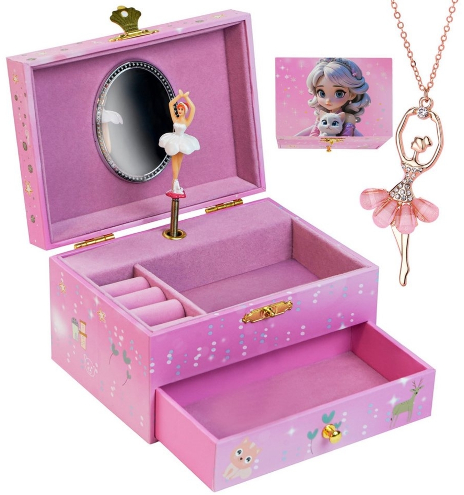 AdelDream Schmuckkasten Musik-Aufbewahrungsbox mit Einhorn Engelsflügeln Bild 1
