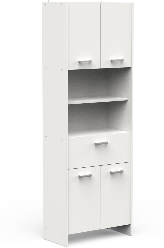 Hochschrank >CORALIE 3< in Matt weiß - 63,6x184,9x32,8cm (BxHxT) Bild 1