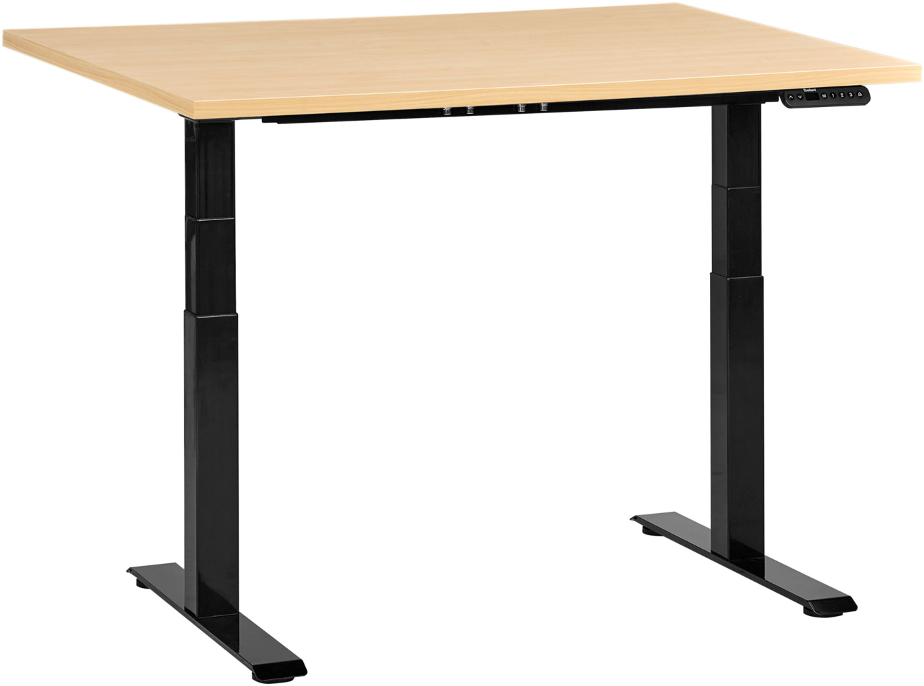 Schreibtisch elektrisch höhenverstellbar DESTINES Schwarz Hellbraun 120 cm 60 cm Bild 1